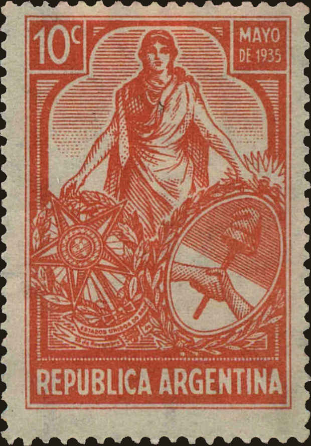 Front view of Argentina 416 collectors stamp