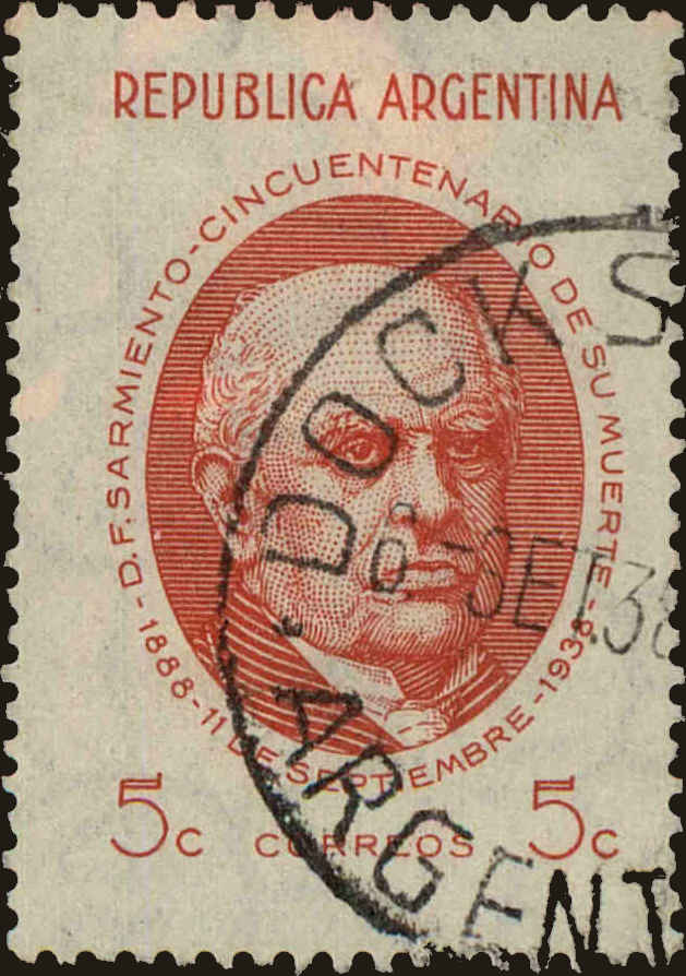 Front view of Argentina 455 collectors stamp