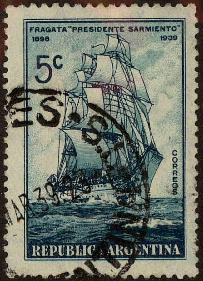 Front view of Argentina 458 collectors stamp