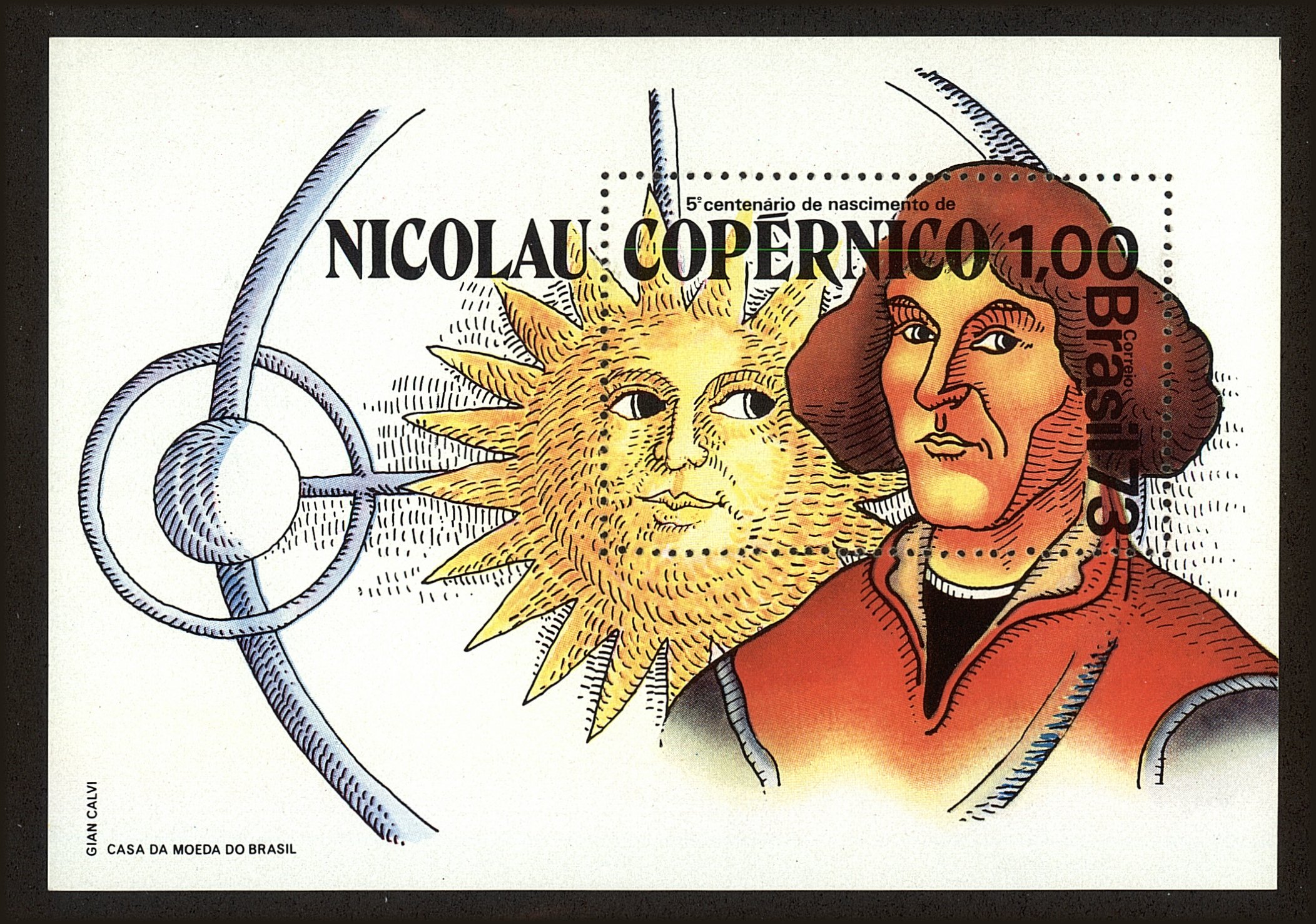 Front view of Brazil 1301 collectors stamp