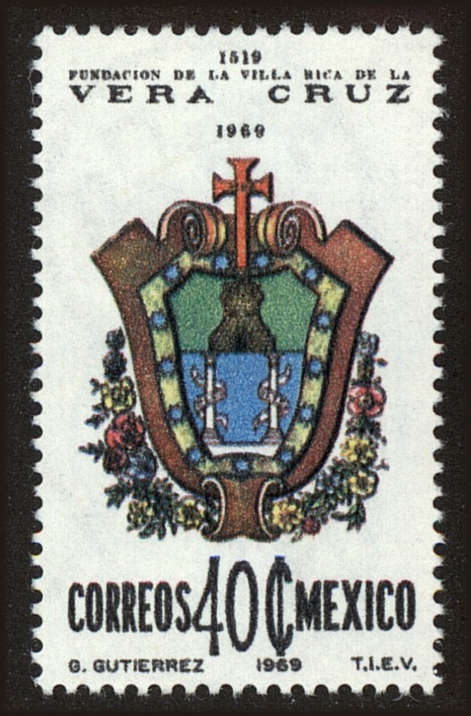 Front view of Mexico 1002 collectors stamp