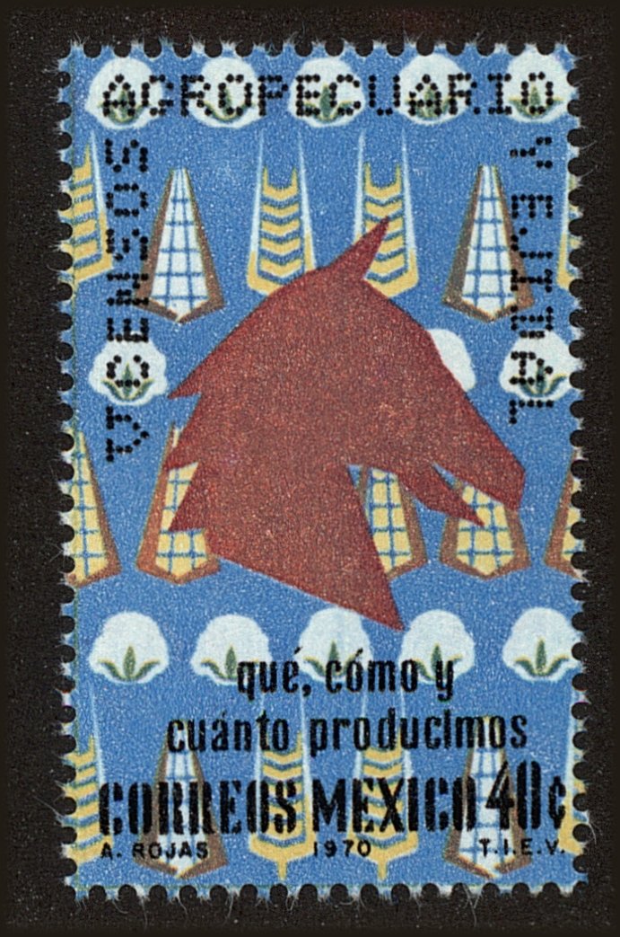 Front view of Mexico 1025 collectors stamp
