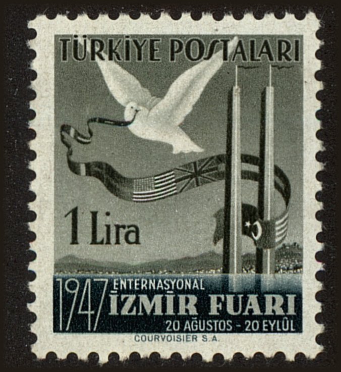 Front view of Turkey 950 collectors stamp