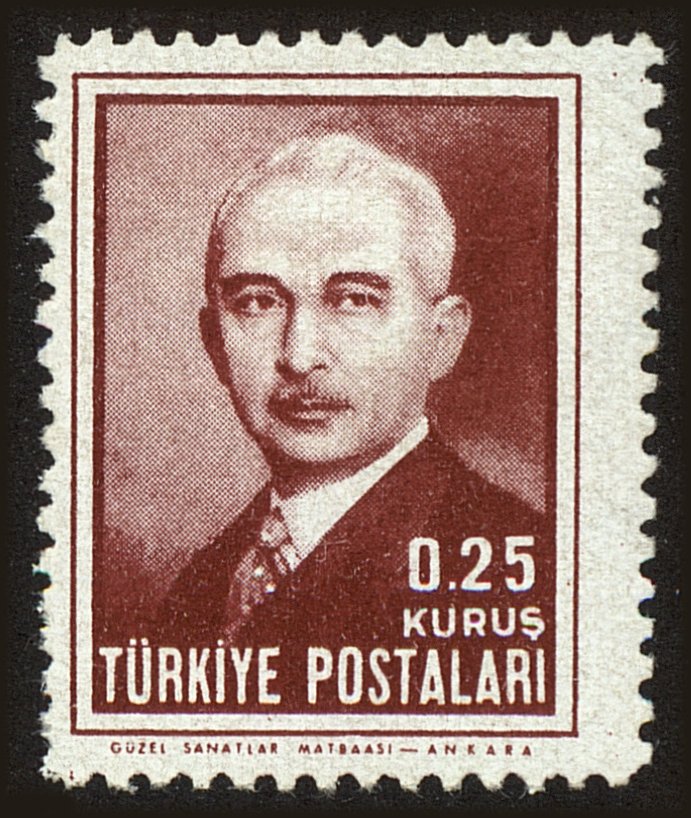 Front view of Turkey 934 collectors stamp
