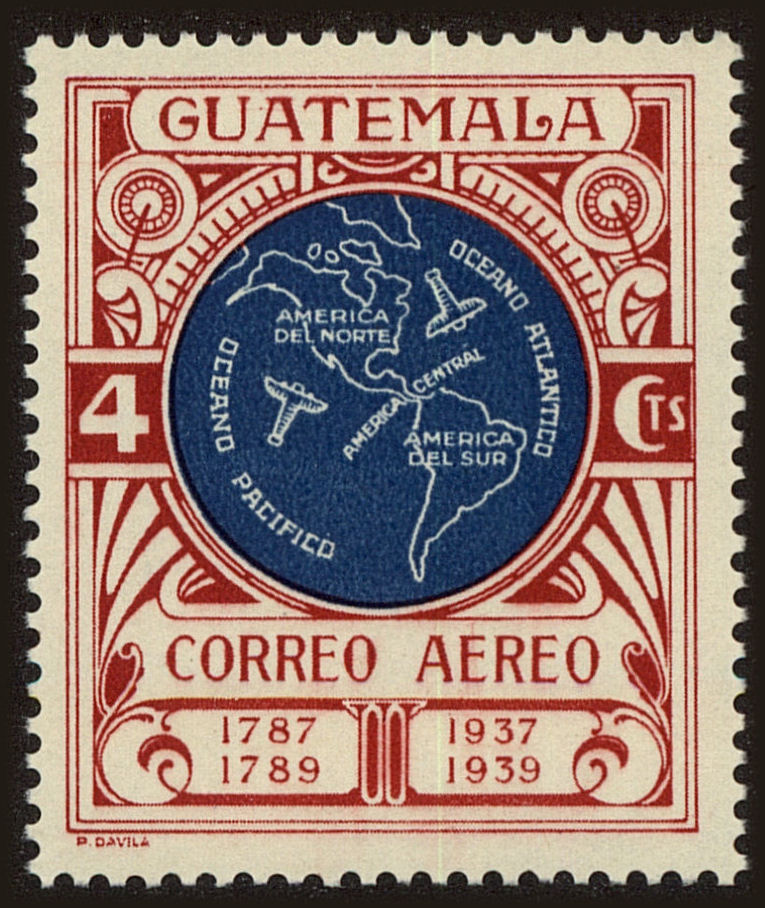 Front view of Guatemala C92c collectors stamp