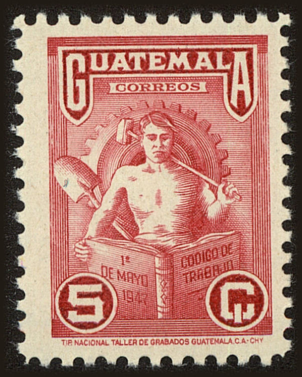 Front view of Guatemala 323 collectors stamp