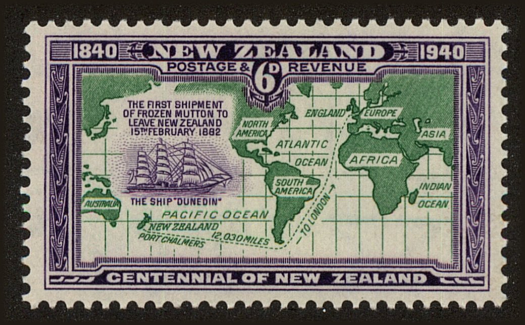 Front view of New Zealand 237 collectors stamp