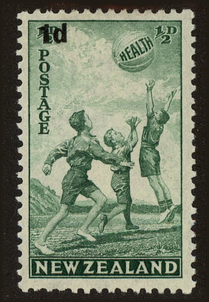 Front view of New Zealand B14 collectors stamp