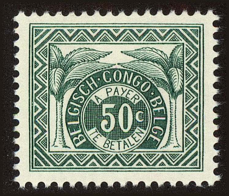 Front view of Belgian Congo J15 collectors stamp