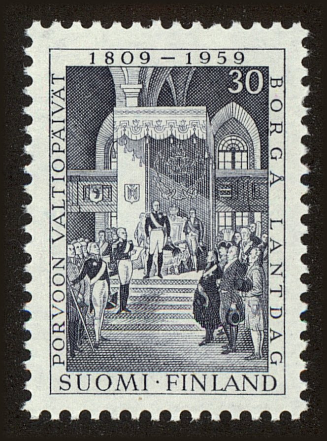 Front view of Finland 360 collectors stamp