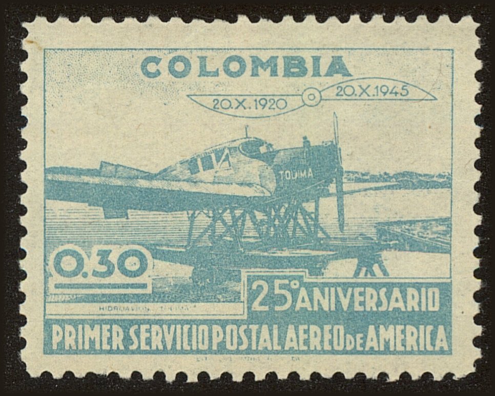 Front view of Colombia 525 collectors stamp