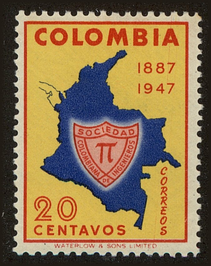 Front view of Colombia 594 collectors stamp