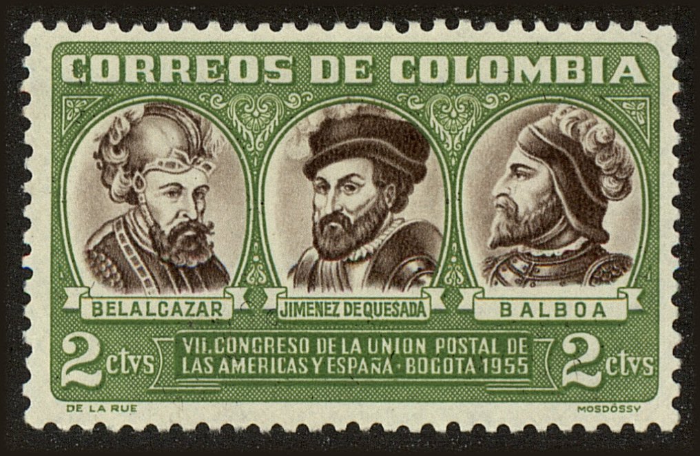 Front view of Colombia 640 collectors stamp