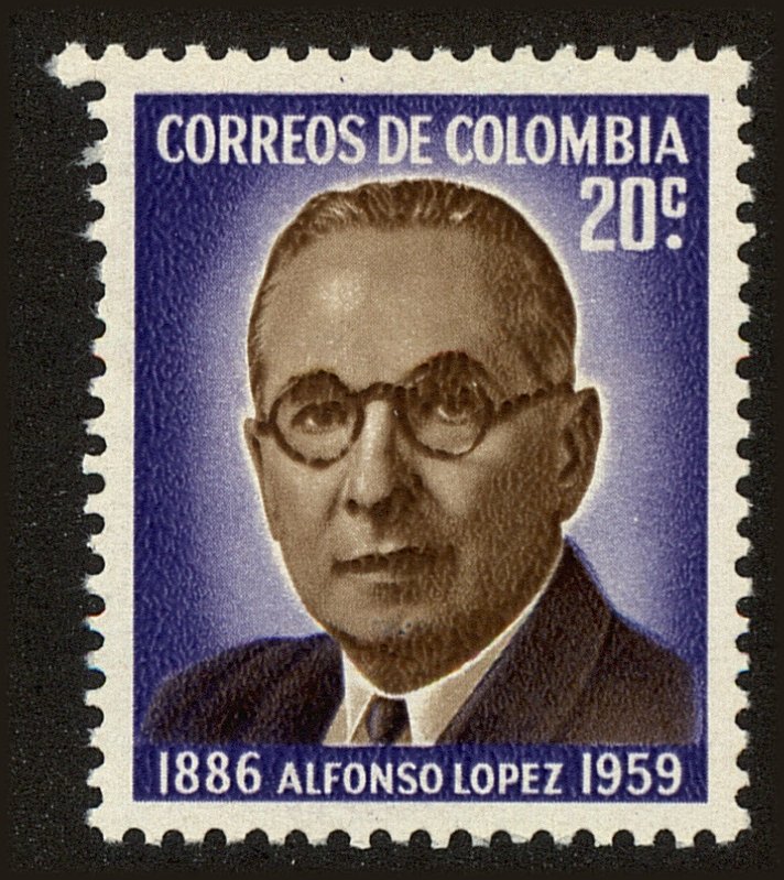 Front view of Colombia 728 collectors stamp