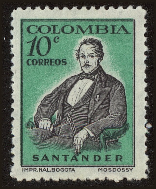 Front view of Colombia 702 collectors stamp