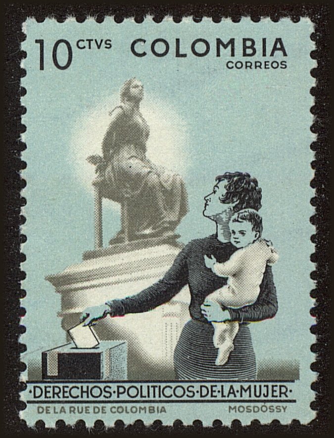 Front view of Colombia 745 collectors stamp