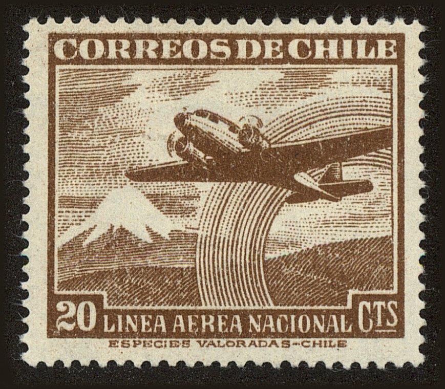 Front view of Chile C135 collectors stamp