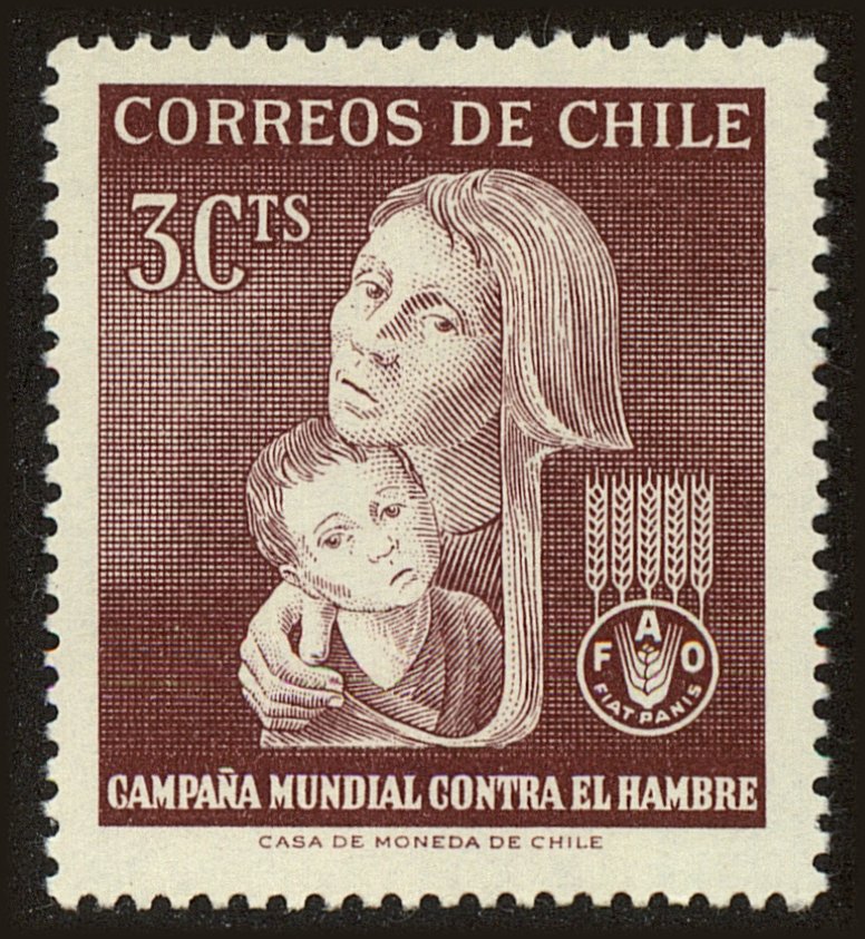 Front view of Chile 342 collectors stamp