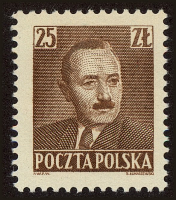 Front view of Polish Republic 482 collectors stamp