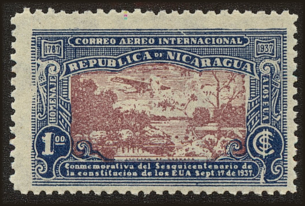 Front view of Nicaragua C214 collectors stamp