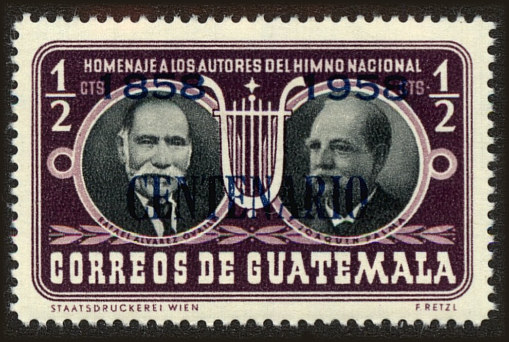 Front view of Guatemala 374 collectors stamp