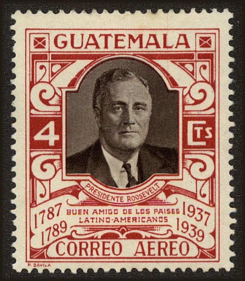 Front view of Guatemala C92b collectors stamp