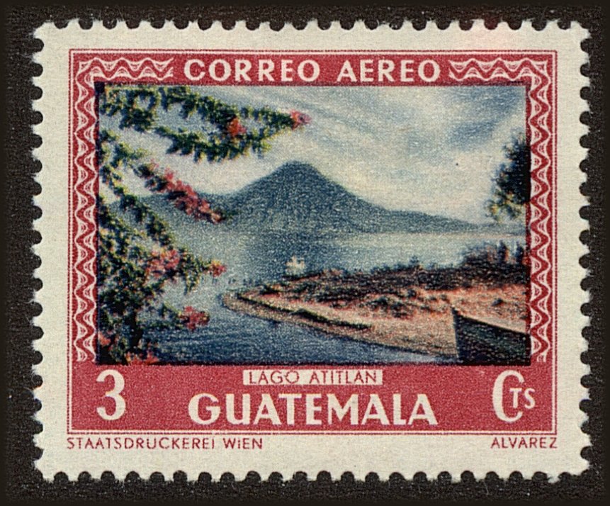 Front view of Guatemala C166 collectors stamp