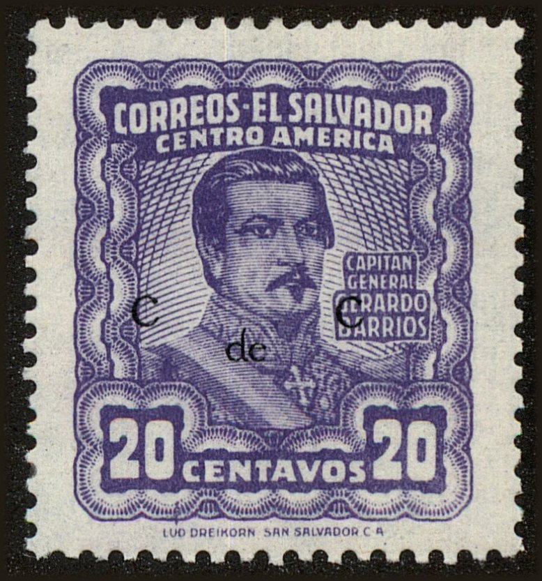 Front view of Salvador, El 650 collectors stamp