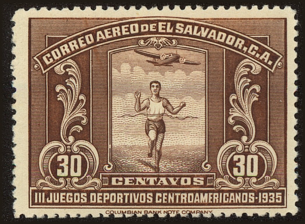 Front view of Salvador, El C38 collectors stamp