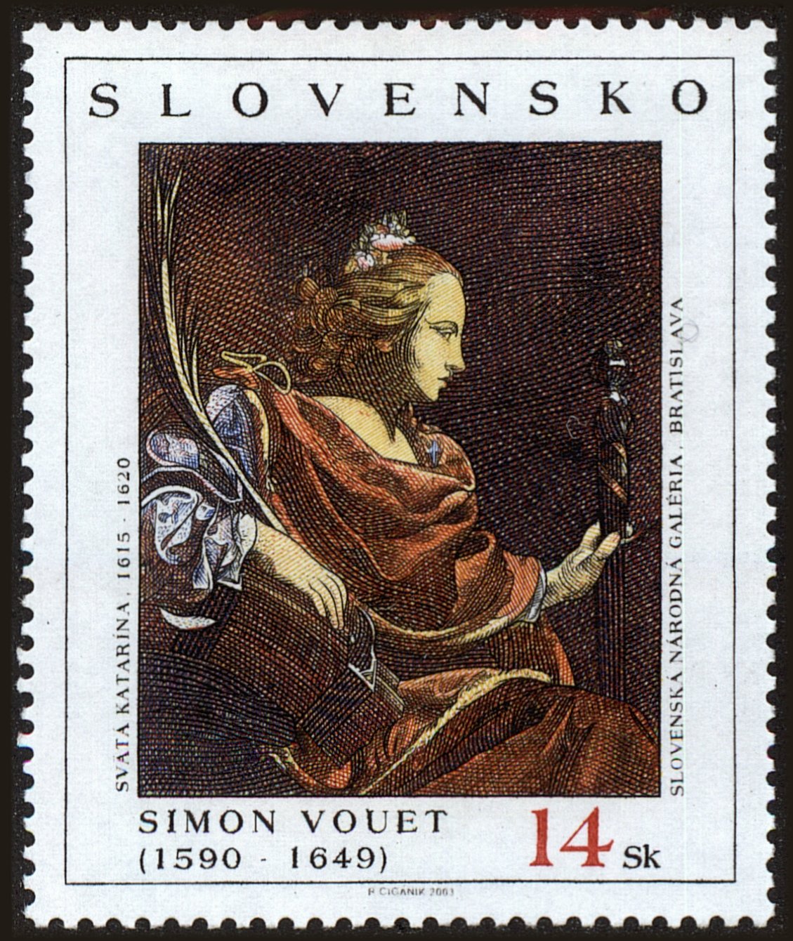 Front view of Slovakia 443 collectors stamp