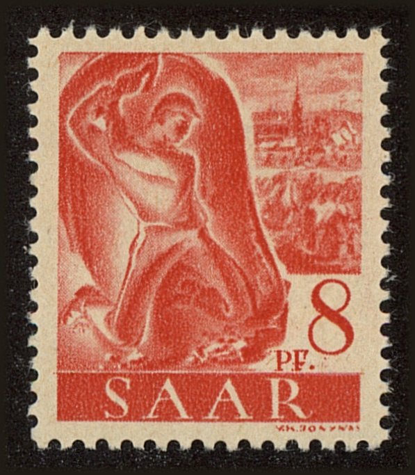 Front view of Saar 158 collectors stamp