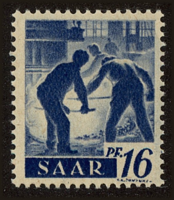 Front view of Saar 161 collectors stamp