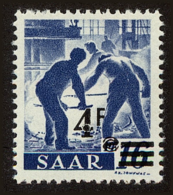 Front view of Saar 180 collectors stamp