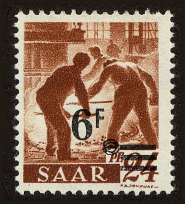 Front view of Saar 182 collectors stamp