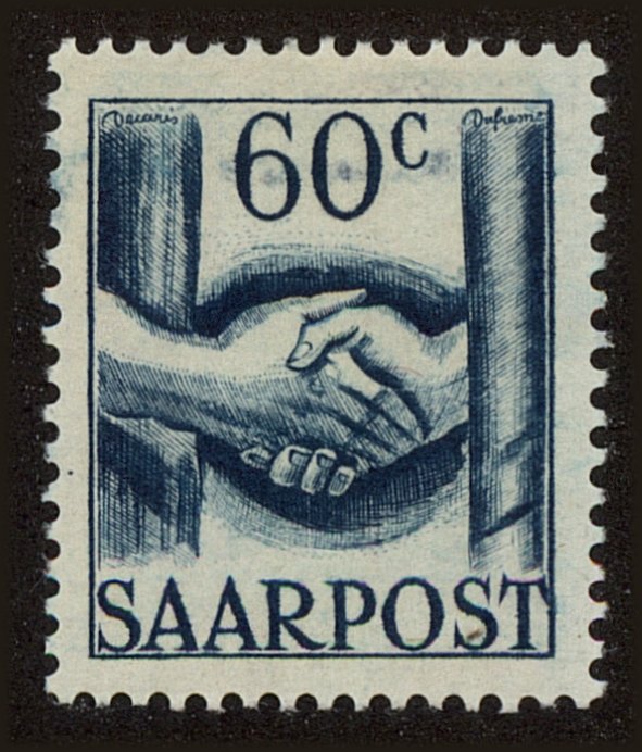 Front view of Saar 189 collectors stamp