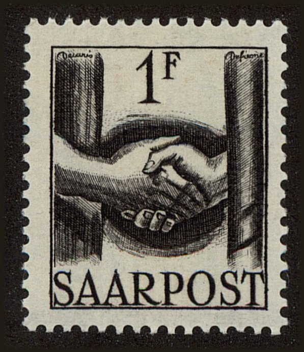 Front view of Saar 190 collectors stamp