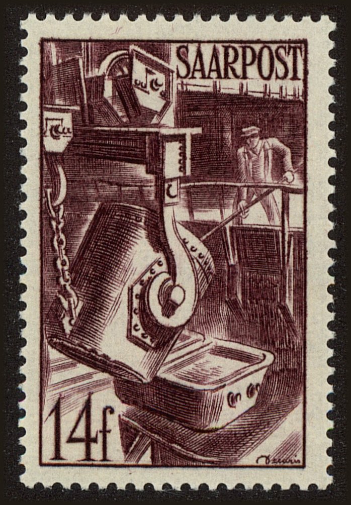 Front view of Saar 198 collectors stamp