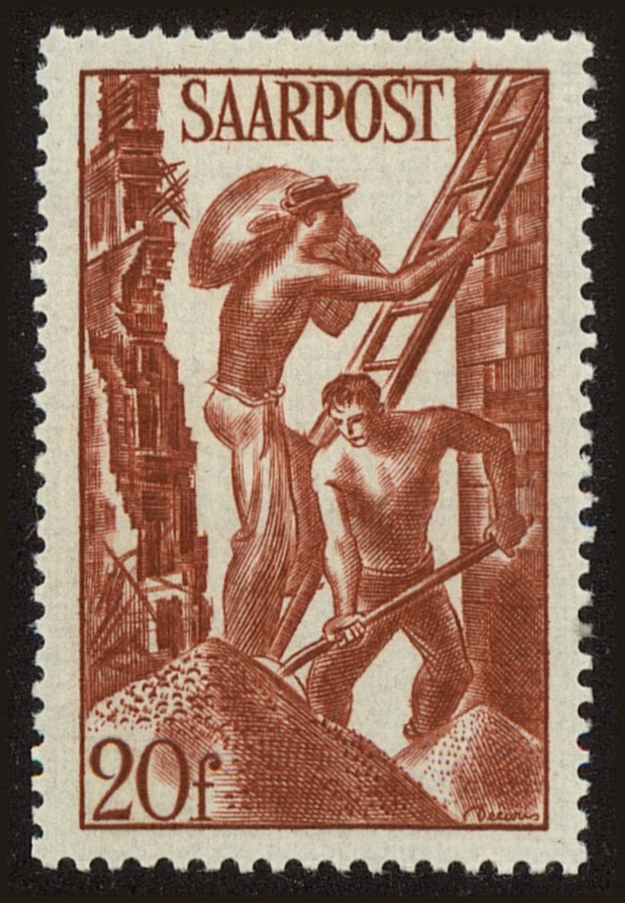 Front view of Saar 199 collectors stamp