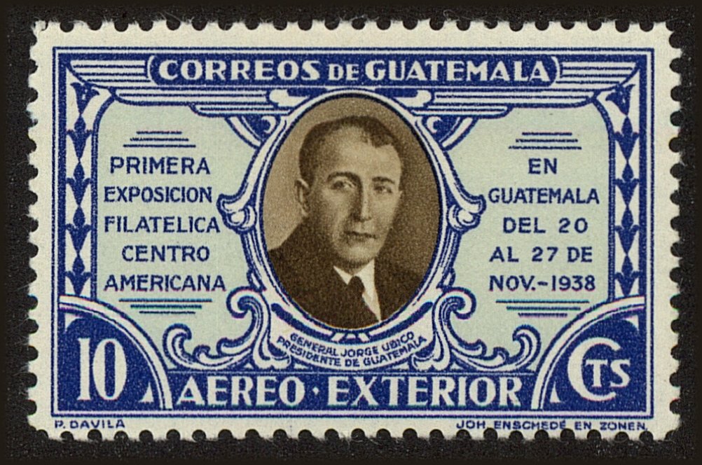 Front view of Guatemala C98 collectors stamp