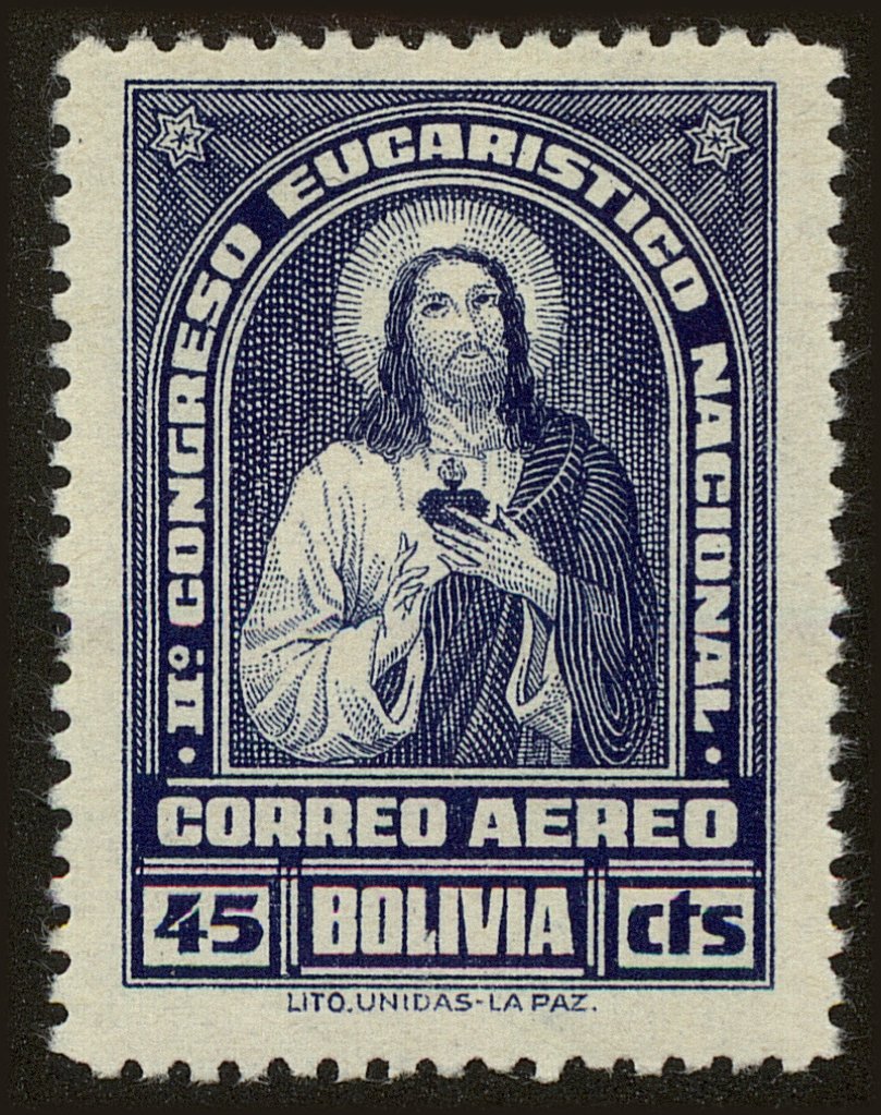 Front view of Bolivia C74 collectors stamp