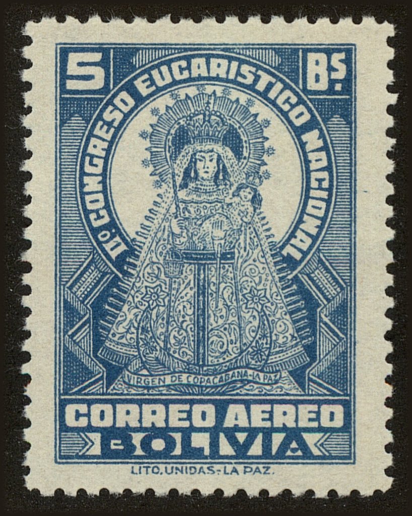 Front view of Bolivia C80 collectors stamp