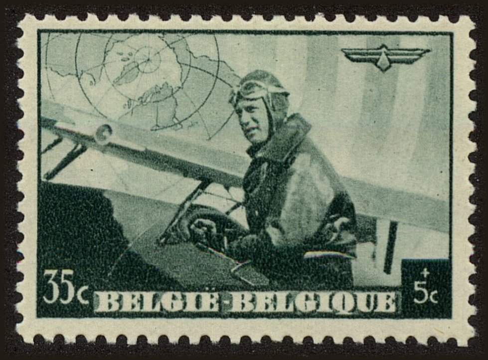 Front view of Belgium B210 collectors stamp