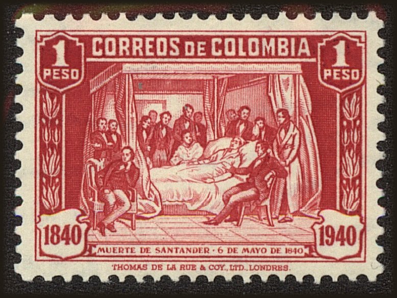 Front view of Colombia 483 collectors stamp