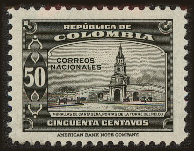 Front view of Colombia 523 collectors stamp