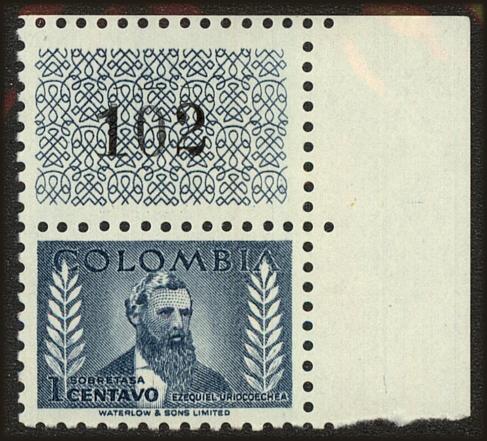 Front view of Colombia 599 collectors stamp