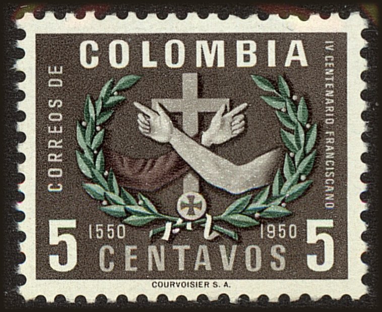 Front view of Colombia 621 collectors stamp