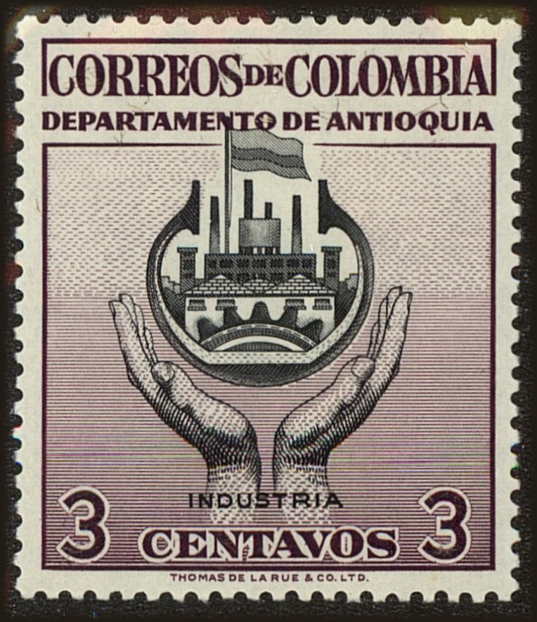 Front view of Colombia 645 collectors stamp