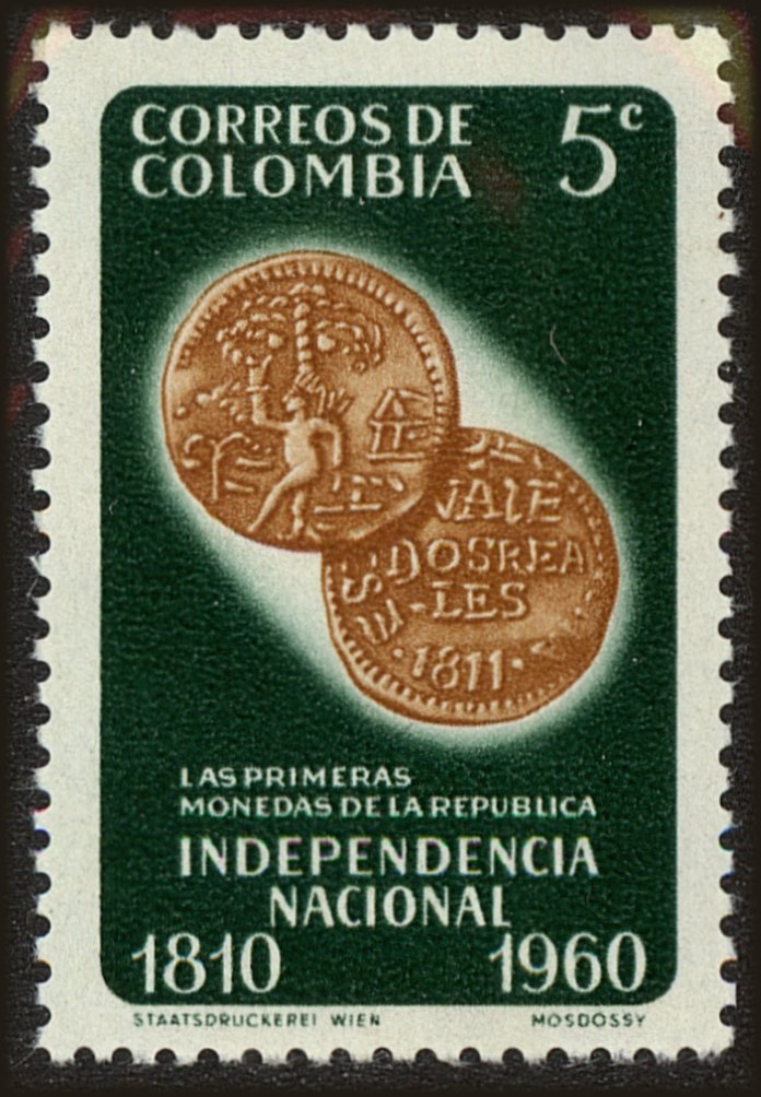 Front view of Colombia 719 collectors stamp