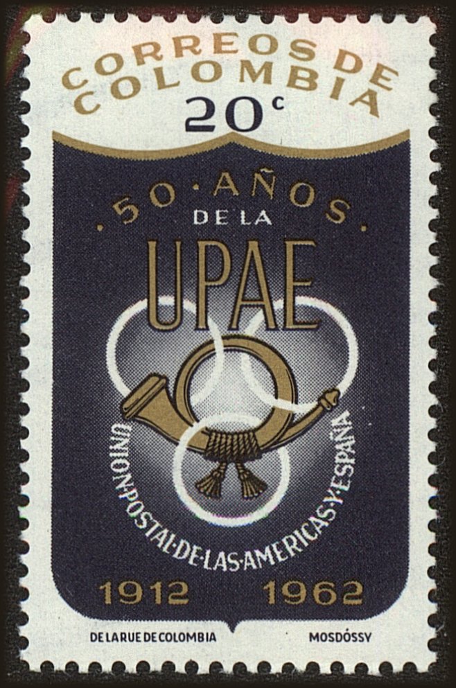 Front view of Colombia 749 collectors stamp