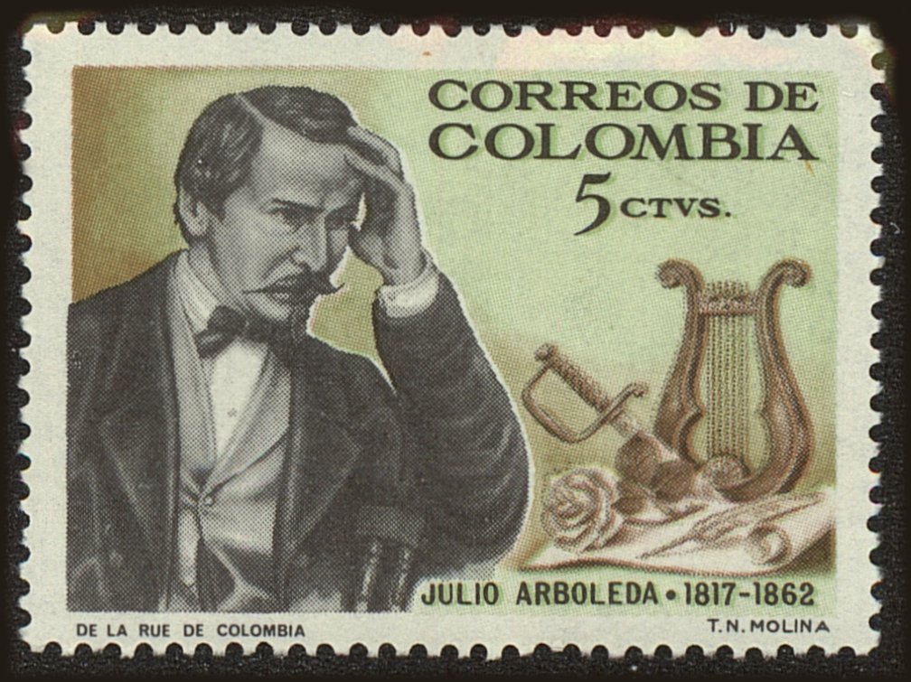 Front view of Colombia 754 collectors stamp